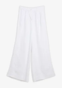 bonprix bonprix Pantalón de pinzas de lyocell fluido Blanco Hot