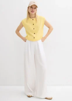 bonprix bonprix Pantalón de pinzas de lyocell fluido Blanco Hot