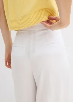 bonprix bonprix Pantalón de pinzas de lyocell fluido Blanco Hot