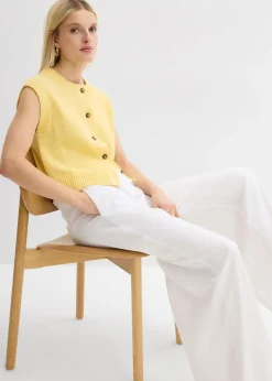 bonprix bonprix Pantalón de pinzas de lyocell fluido Blanco Hot