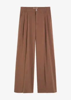 bonprix bonprix Pantalón de pinzas de mezcla de viscosa fluida marrón Outlet