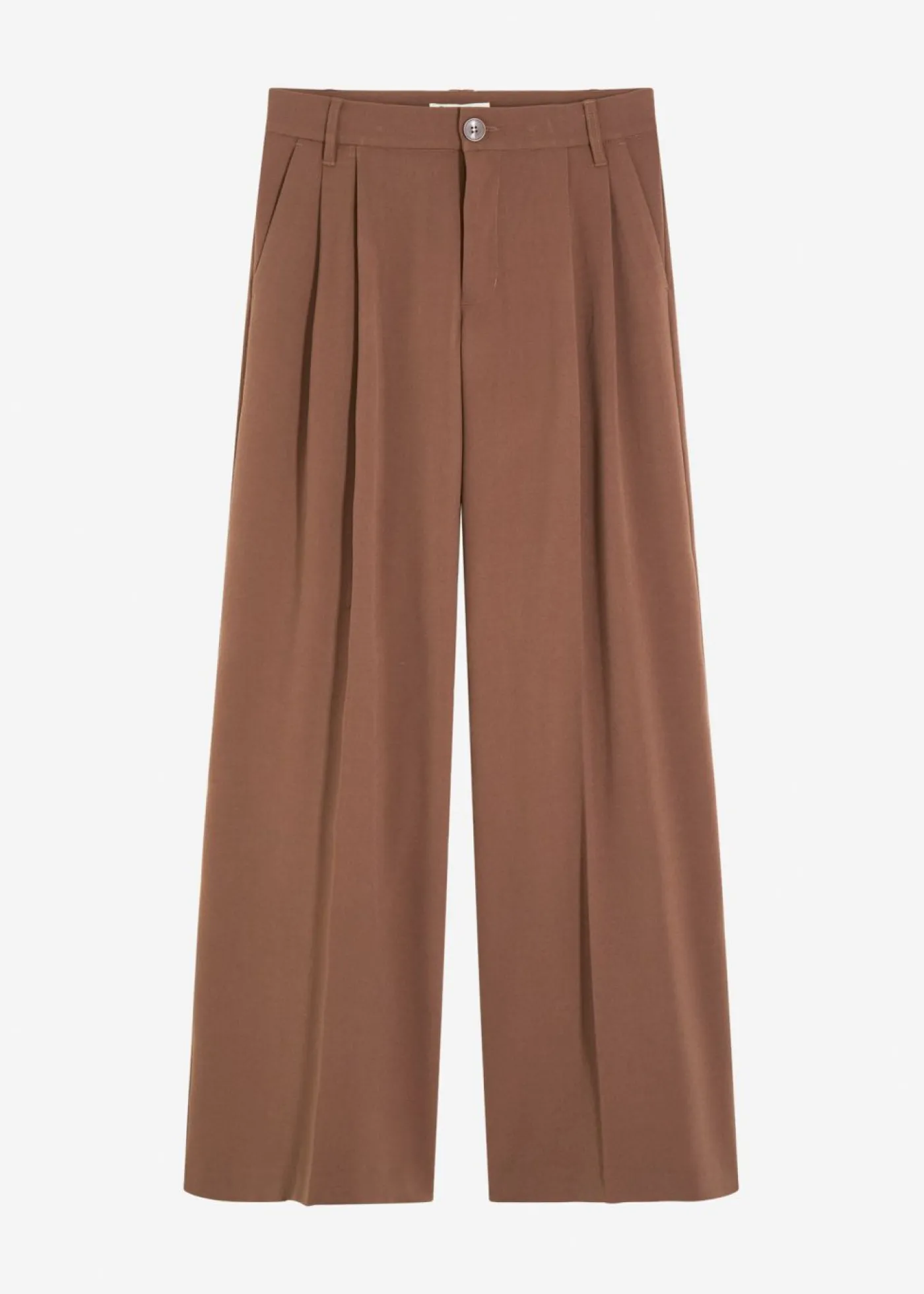 bonprix bonprix Pantalón de pinzas de mezcla de viscosa fluida marrón Outlet