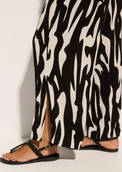 bonprix bonprix Pantalón de playa de viscosa fluida Caqui/negro con estampado gráfico Online