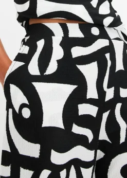 bonprix bonprix Pantalón de punto Negro-Blanco lana con estampado gráfico Sale