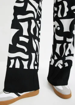 bonprix bonprix Pantalón de punto Negro-Blanco lana con estampado gráfico Sale