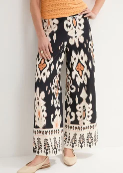 bonprix bonprix Pantalón de punto negro-crudo-marrón anaranjado-café con leche Hot