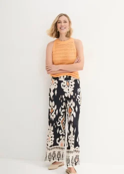 bonprix bonprix Pantalón de punto negro-crudo-marrón anaranjado-café con leche Hot