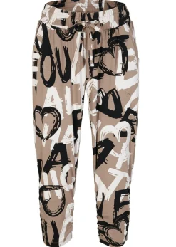 bonprix bonprix Pantalón de punto Marrón grisáceo-negro-blanco estampado Outlet