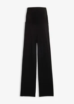 bonprix bonprix Pantalón de punto 2 en 1 con cinturilla doblada para durante y después del embarazo Negro Sale