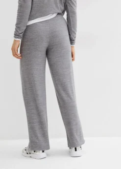 bonprix bonprix Pantalón de punto con aspecto de punto gris jaspeado moteado Sale