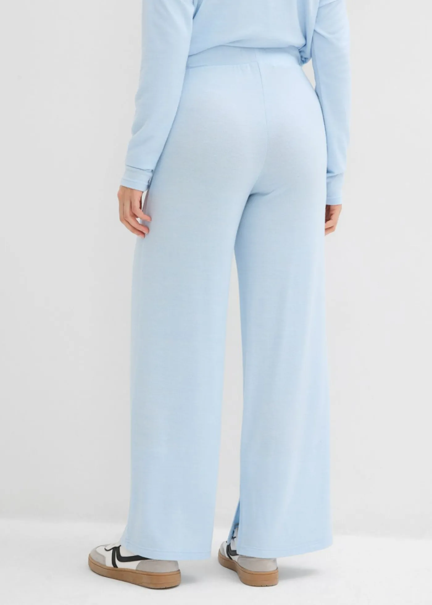 bonprix bonprix Pantalón de punto con aspecto de punto azul pálido moteado Sale
