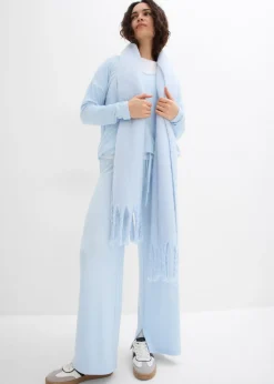 bonprix bonprix Pantalón de punto con aspecto de punto azul pálido moteado Sale