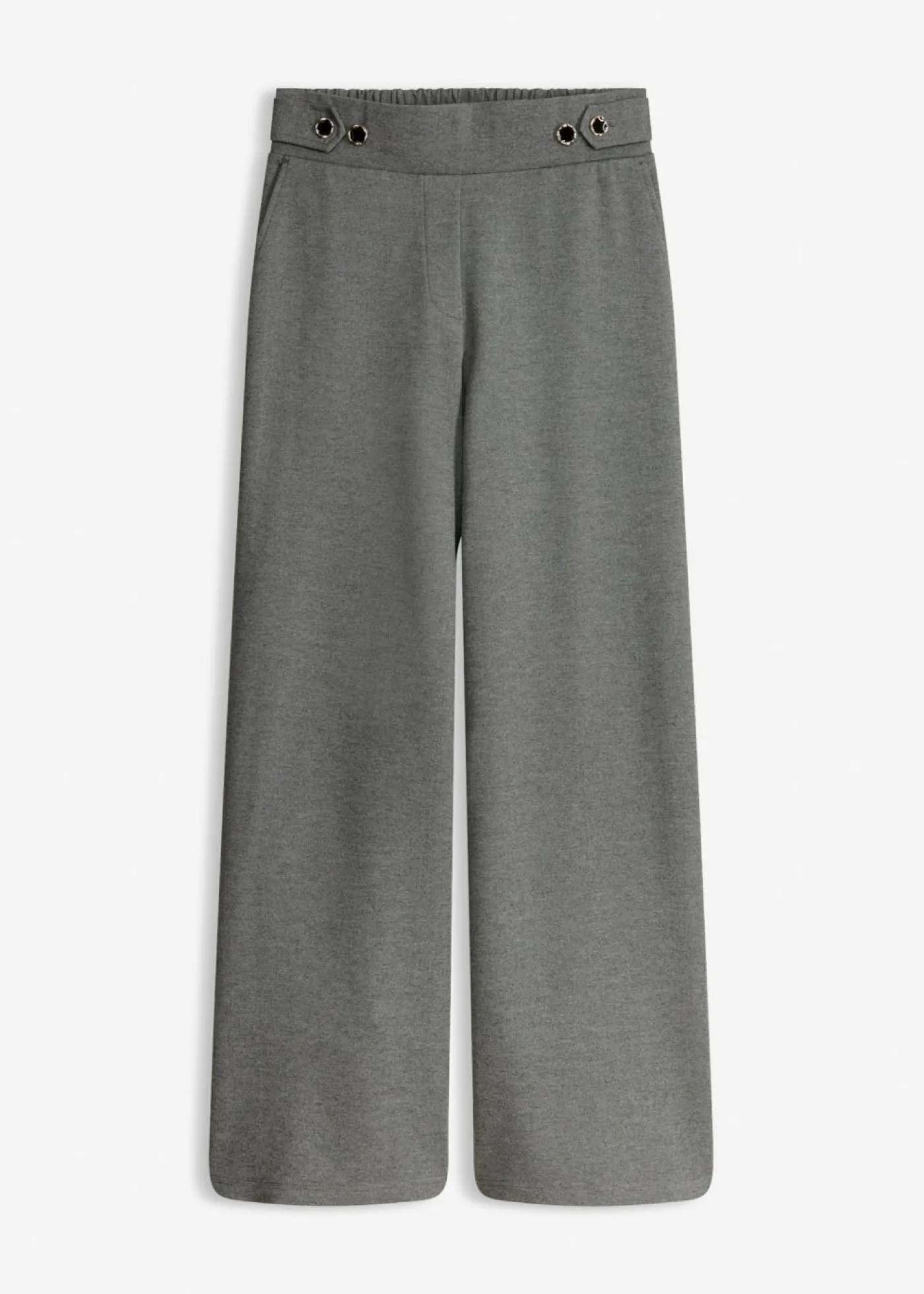 bonprix bonprix Pantalón de punto con cierre decorativo Gris jaspeado Sale