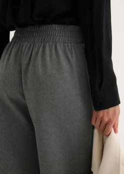 bonprix bonprix Pantalón de punto con cierre decorativo Gris jaspeado Sale