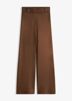 bonprix bonprix Pantalón de punto con cierre decorativo marrón Outlet