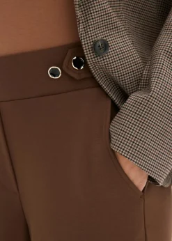 bonprix bonprix Pantalón de punto con cierre decorativo marrón Outlet