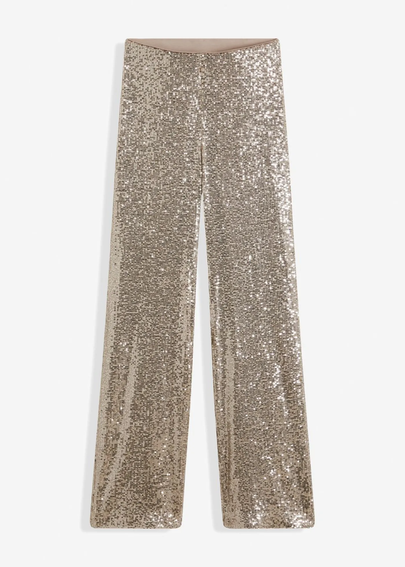 bonprix bonprix Pantalón de punto con lentejuelas Piedra