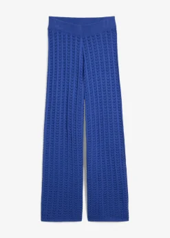 bonprix bonprix Pantalón de punto con patrón calado Azul zafiro Best