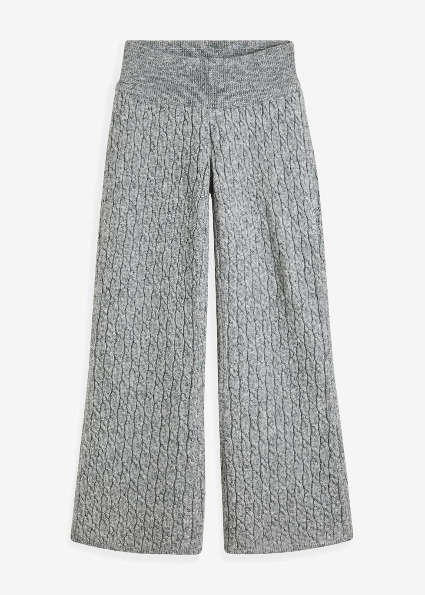 bonprix bonprix Pantalón de punto con patrón trenzado Gris jaspeado New
