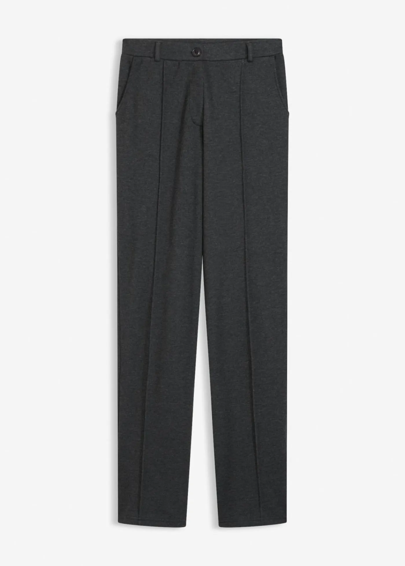 bonprix bonprix Pantalón de punto de algodón con ribete antracita jaspeado moteado Clearance