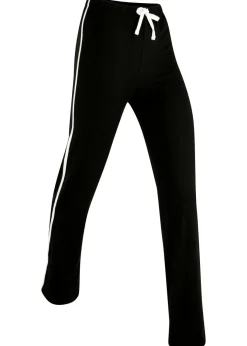 bonprix bonprix Pantalón de punto de algodón con elástico Negro de rayas New
