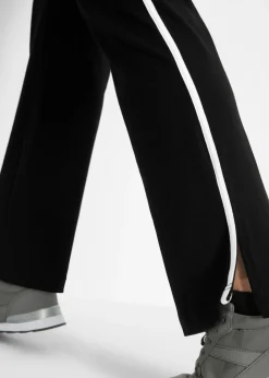 bonprix bonprix Pantalón de punto de algodón con elástico Negro de rayas New