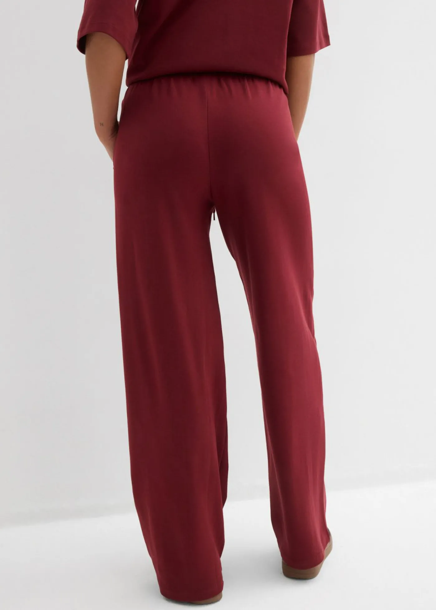 bonprix bonprix Pantalón de punto de interlock Rojo rubí Outlet