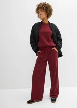 bonprix bonprix Pantalón de punto de interlock Rojo rubí Outlet