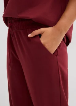 bonprix bonprix Pantalón de punto de interlock Rojo rubí Outlet
