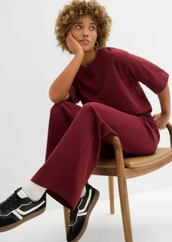 bonprix bonprix Pantalón de punto de interlock Rojo rubí Outlet