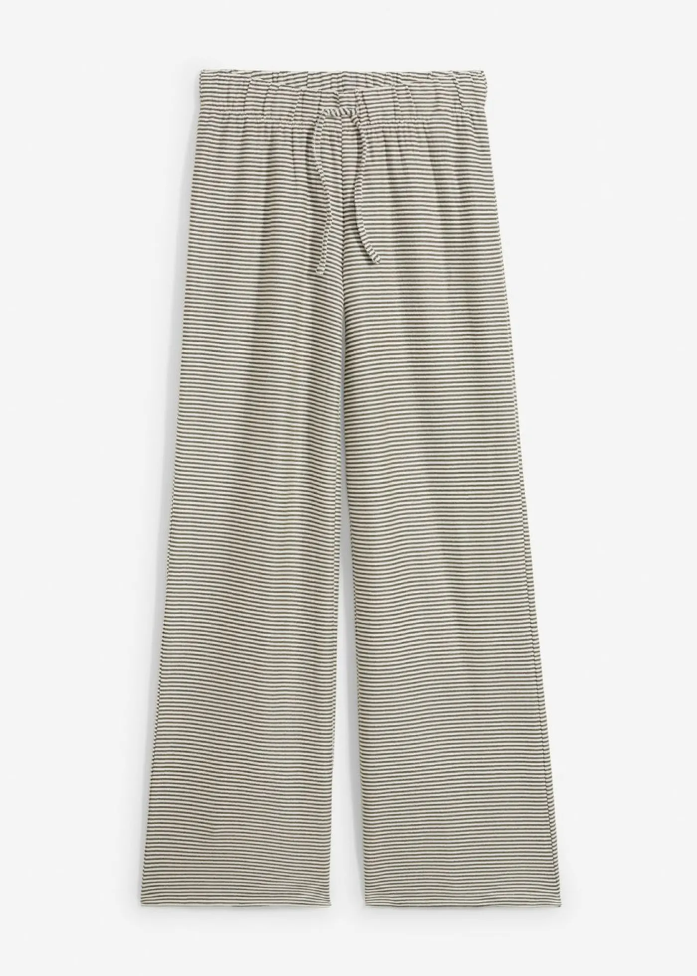 bonprix bonprix Pantalón de punto de mezcla de algodón con cordón y diseño de rayas negro-blanco lana con rayas Discount