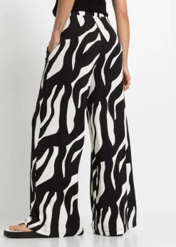 bonprix bonprix Pantalón de punto de mezcla de viscosa suave Blanco-negro Discount