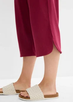 bonprix bonprix Pantalón de punto de mezcla de algodón Rojo azalea Online