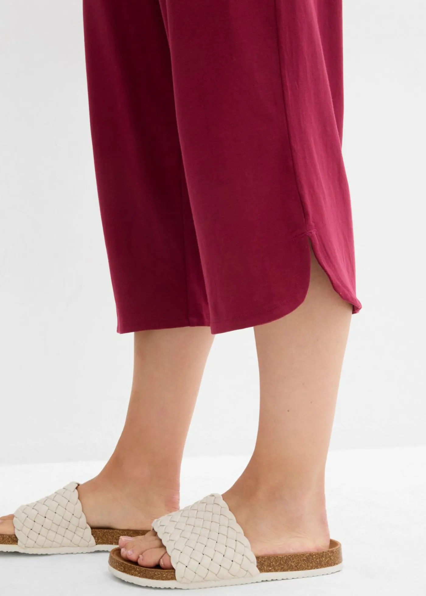 bonprix bonprix Pantalón de punto de mezcla de algodón Rojo azalea Online