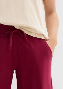 bonprix bonprix Pantalón de punto de mezcla de algodón Rojo azalea Online