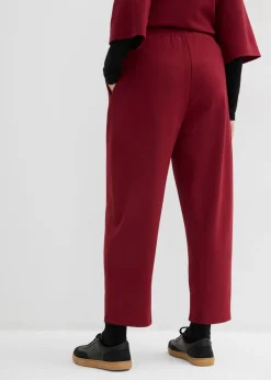 bonprix bonprix Pantalón de punto de neopreno con corte barrel Rojo rubí Best