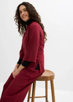 bonprix bonprix Pantalón de punto de neopreno con corte barrel Rojo rubí Best