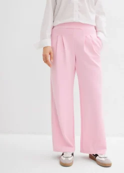 bonprix bonprix Pantalón de punto de neopreno con pinzas rosa cristal Outlet