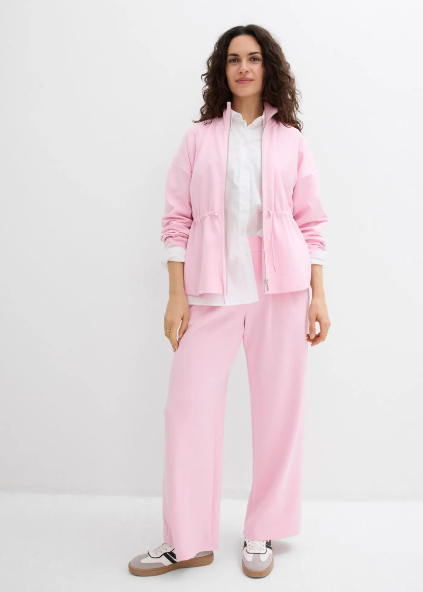 bonprix bonprix Pantalón de punto de neopreno con pinzas rosa cristal Outlet