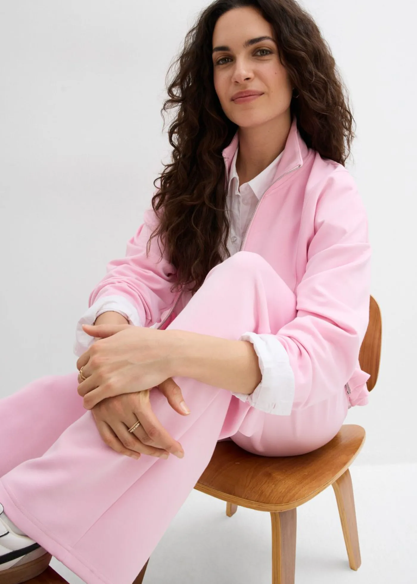 bonprix bonprix Pantalón de punto de neopreno con pinzas rosa cristal Outlet