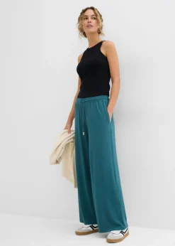 bonprix bonprix Pantalón de punto de viscosa fluida verde pimiento Sale