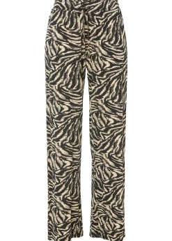 bonprix bonprix Pantalón de punto de viscosa fluida estampado cebra negro/café con leche Discount