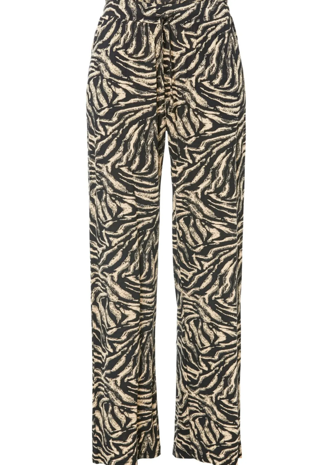 bonprix bonprix Pantalón de punto de viscosa fluida estampado cebra negro/café con leche Discount