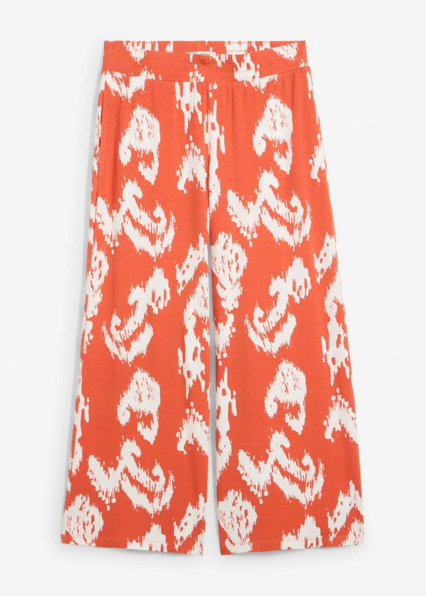 bonprix bonprix Pantalón de punto en mezcla de viscosa Cayena/blanco lana estampado Discount