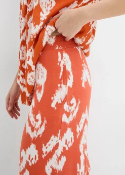 bonprix bonprix Pantalón de punto en mezcla de viscosa Cayena/blanco lana estampado Discount