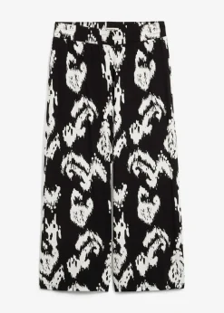 bonprix bonprix Pantalón de punto en mezcla de viscosa Negro-blanco lana estampado Sale