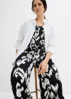 bonprix bonprix Pantalón de punto en mezcla de viscosa Negro-blanco lana estampado Sale