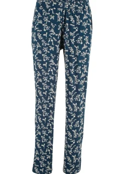 bonprix bonprix Pantalón de punto en mezcla de viscosa azul marino con flores