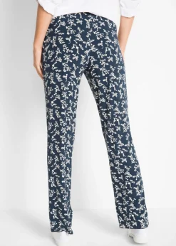 bonprix bonprix Pantalón de punto en mezcla de viscosa azul marino con flores