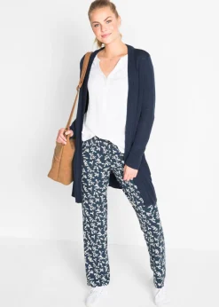 bonprix bonprix Pantalón de punto en mezcla de viscosa azul marino con flores